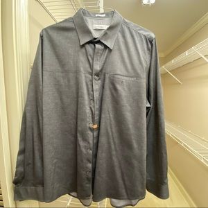 Calvin Klein extra-soft stretch cotton polkadot long sleeve button down shirt